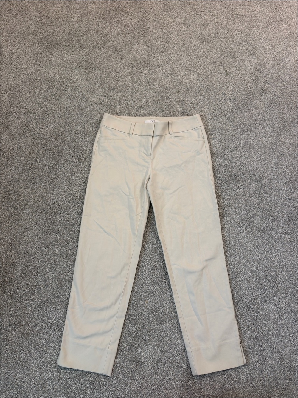 LOFT Light Beige Straight-Leg Pants
